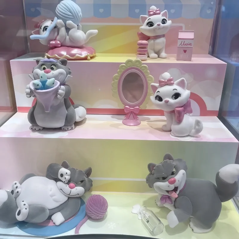 Miniso ديزني لوسيفر ماري القط صندوق أعمى الشكل Kawaii الكرتون غامض مفاجأة صندوق رقيق القط تخمين حقيبة لعبة هدية عيد ميلاد