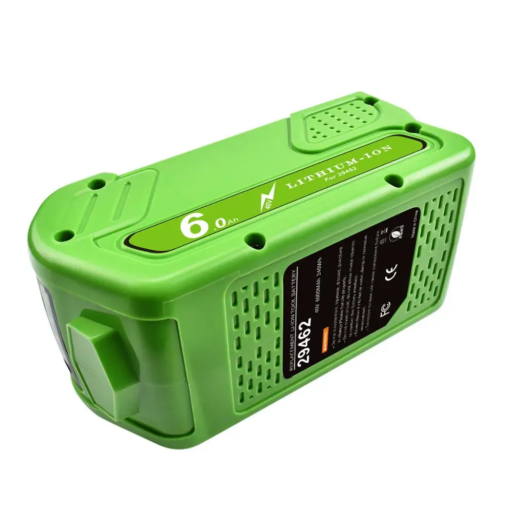Turpow-batería recargable de repuesto para coche, pila de 40V, 6000mAh, 2 piezas, para Creabest 40V, 200W, GreenWorks 29462, 29472, 22272, g-max, GMAX