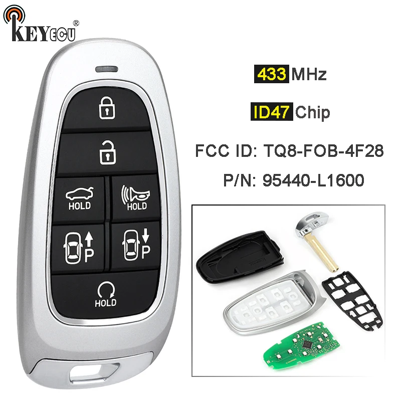 

KEYECU 433MHz ID47 Chip PN: 95440-L1600 TQ8-FOB-4F28 безключевая фотография для Hyundai Sonata 2020 2021 2022