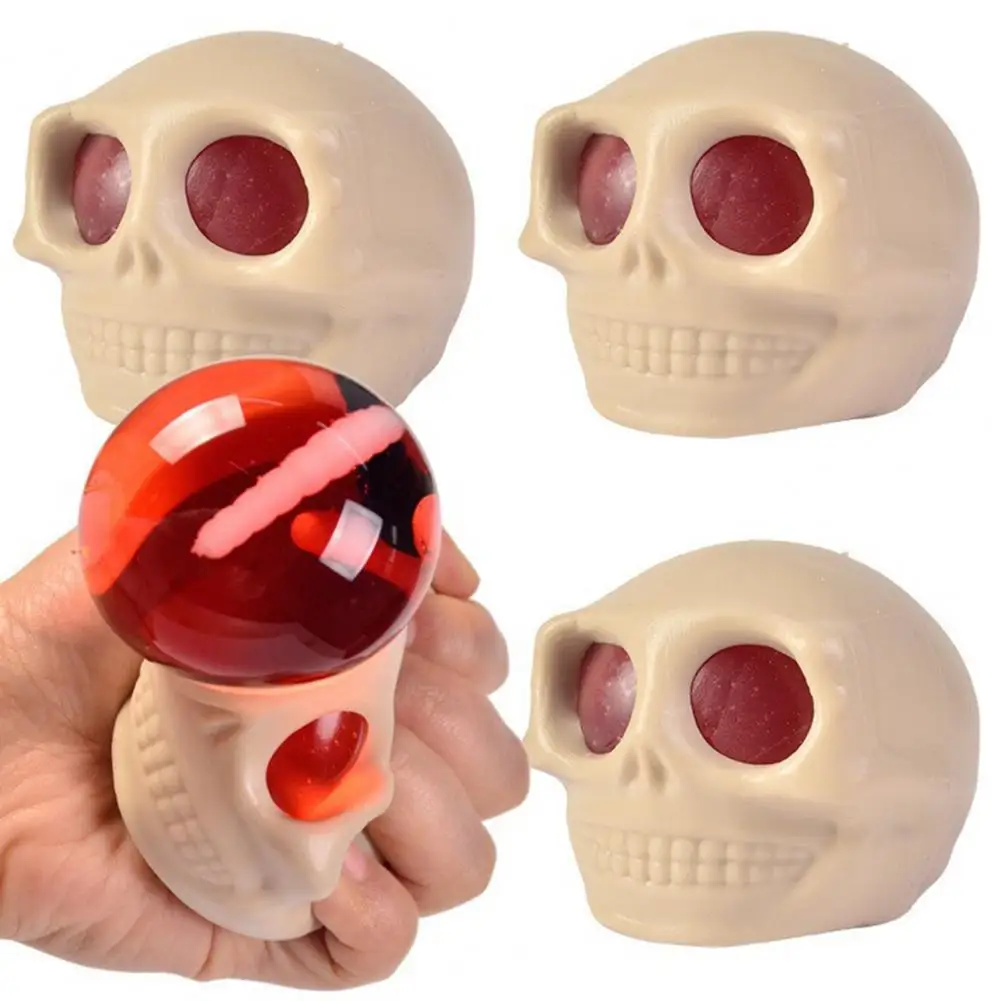 

Funny Halloween Toy TPR Squeezing Ball Horror Skull Doll Vent Ball Toy Stress Relief Toy Candy Bag Filler Party Favor