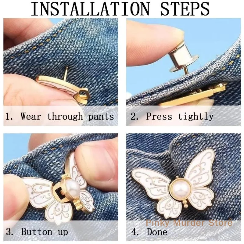 

1 Pc Butterfly Waist Button Jean Button Pin Reusable Clothing Fitting Tools For No Sewing Required Buttons Pants Decoration