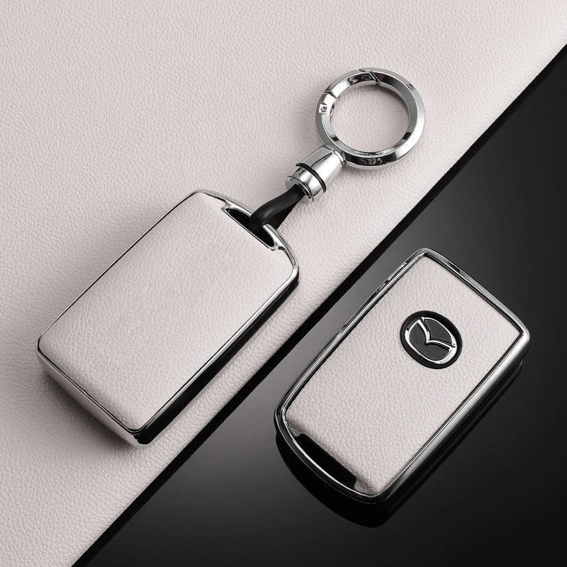 TPU Leather Car Key Case Full Cover Shell For Mazda 3 Alexa CX30 CX-30 CX-5 CX5 CX3 CX-3 CX8 CX-8 CX9 CX-9 Keyless button3