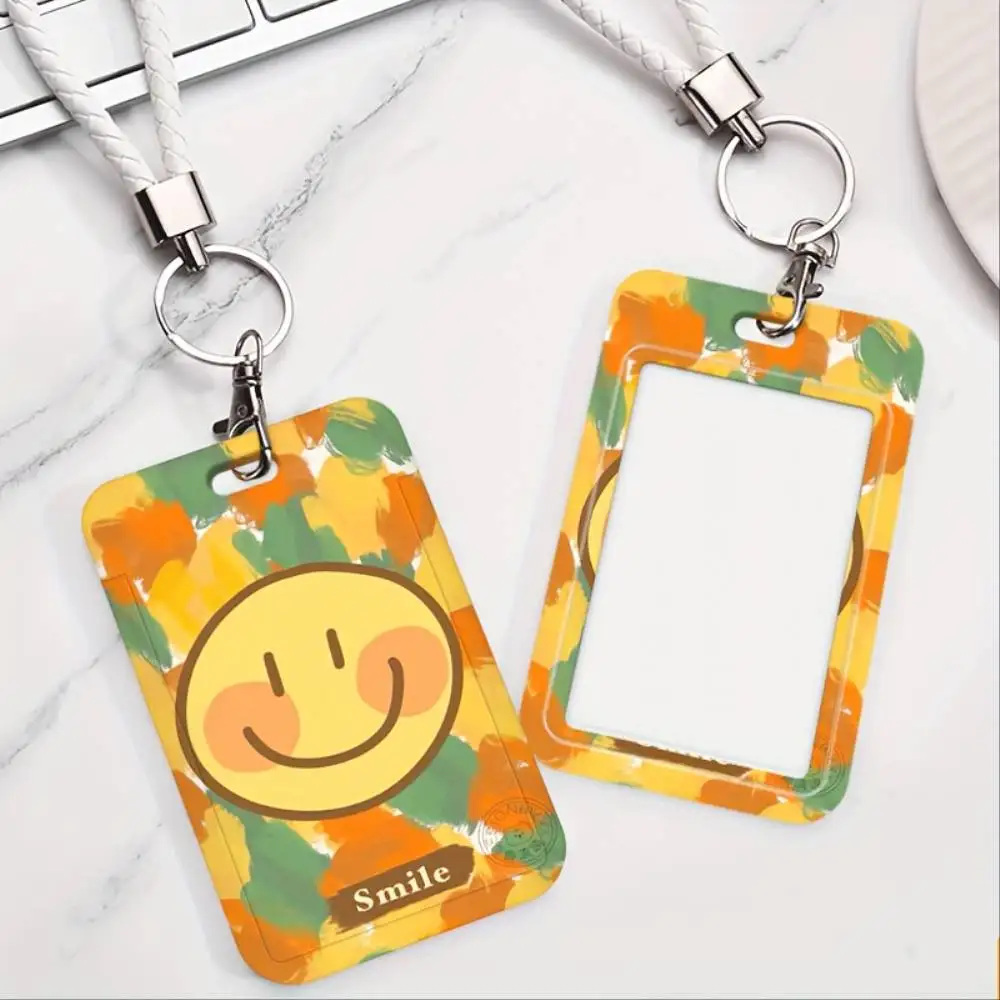 Cheerful Joyful Face ID Card Holder Plastic Window Case For Doctor Nurse Student Office Bank Credit Card Cute Holiday Gift
