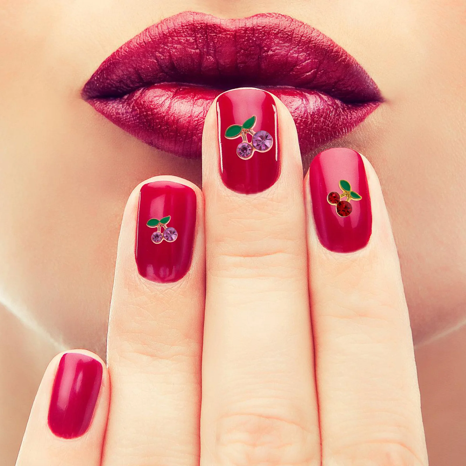 

32pcs Nail Gold Cherry Charms 3D Blossom Studs Women Fake Nails Decoration DIY Gems Jewelry Manicure Accessories