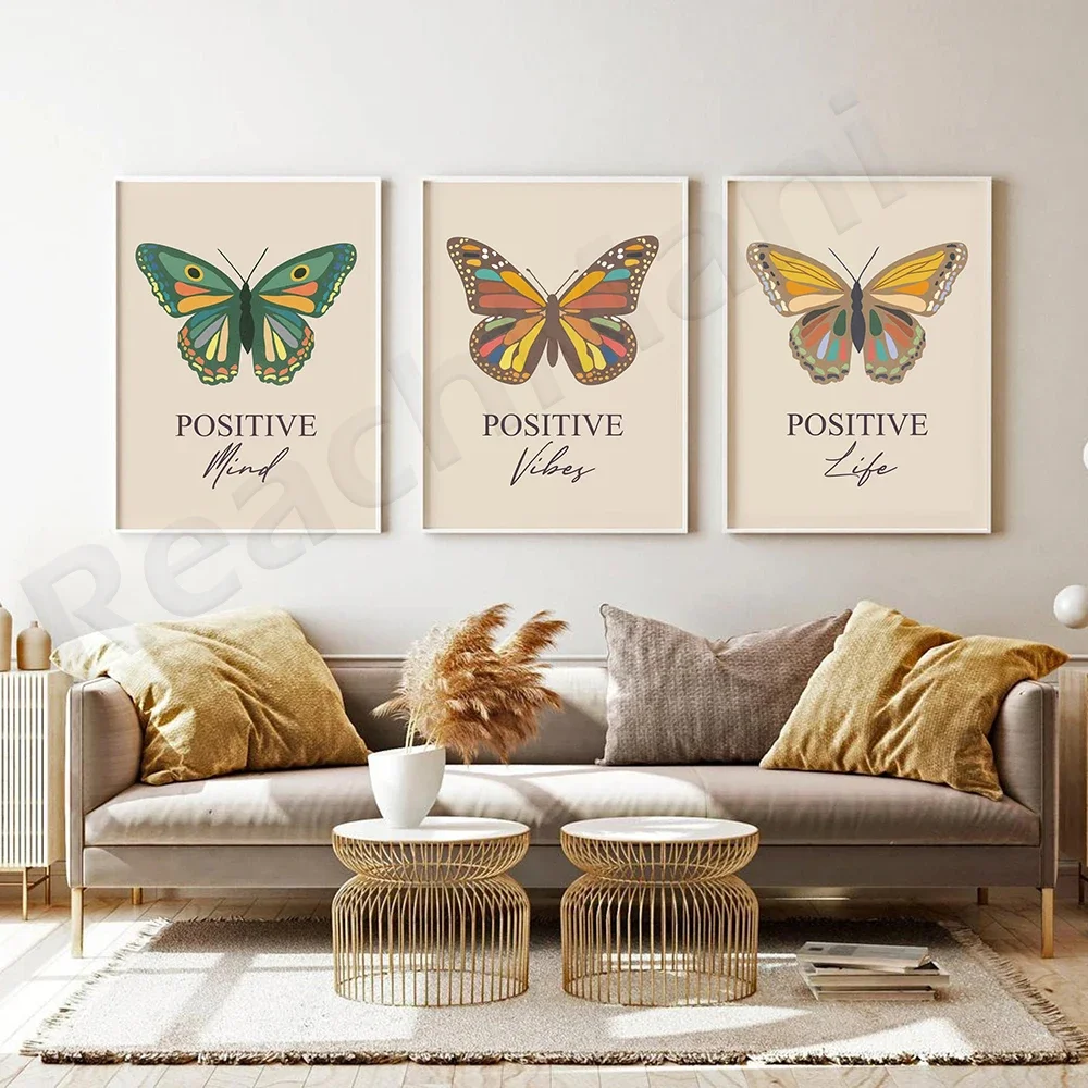 Butterfly Prints, DIGITAL DOWNLOAD, Positive Quote Prints, Printable Wall Art