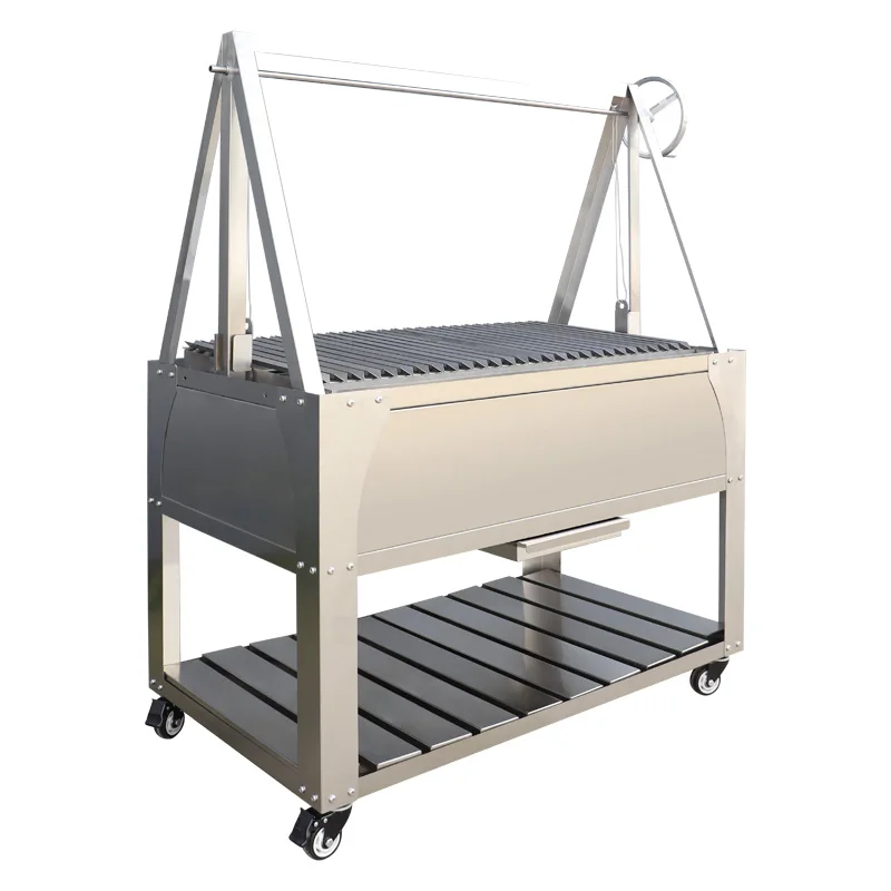 

Modern Home Use Mobile Argentine Stainless Steel BBQ Grill with Trolley
