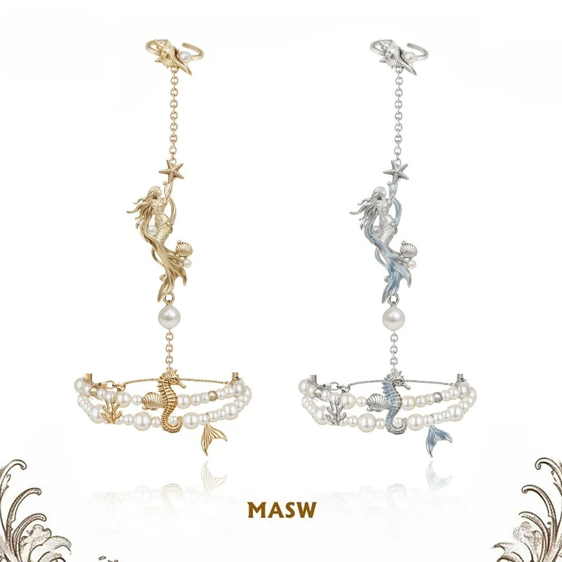 MASW Original Design Luxury Ocean Element Simulated Pearl Bracelet For Women Girl Modern Jewelry Fine Accessories
