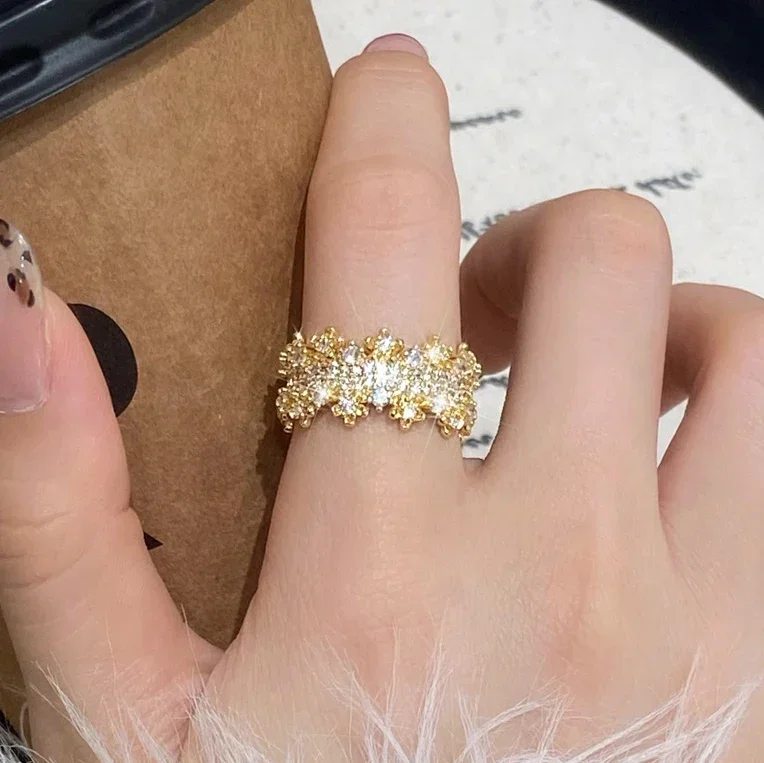 

Настоящее серебро 925 пробы с цирконом и цветком, открывающиеся кольца для женщин, минималистичные милые растительные ювелирные изделия, легкие роскошные аксессуары