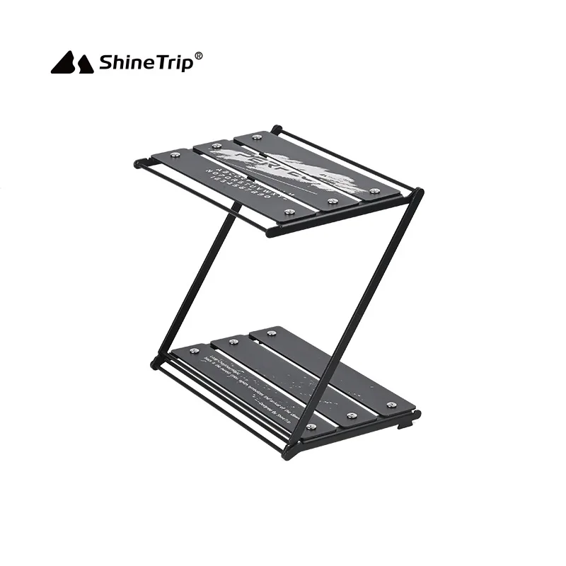 Outdoor Camping Table Storage Rack ShineTrip Multi-functional Foldable Aluminum Alloy Double-layer Storage Rack Z Storage Table