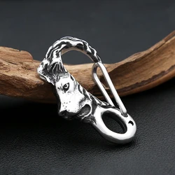 Vintage Stainless Steel Lion Head Keychain Men's Creative Punk Animal Skull Shrimp Buckle Key Ring Carabiner Jewelry Accessories
