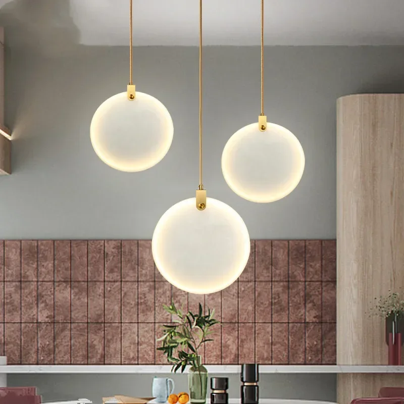 Marble Pendant Light Nordic Design Led Lustre Round Stone Suspension Lamp Kitchen Island Dining Room Fixtures Home Decor