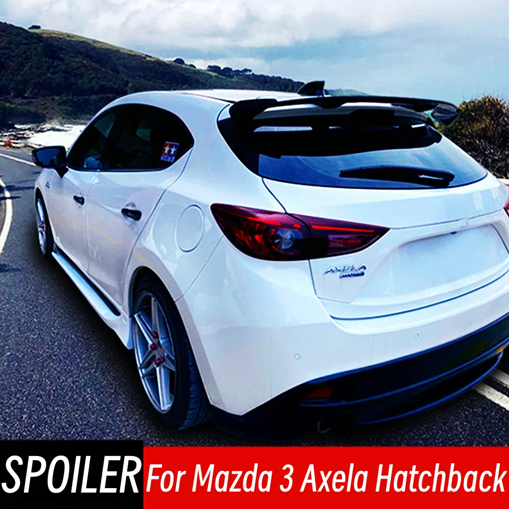 

For Mazda 3 Axela Hatchback 2014-2023 Rear Trunk Lid Roof Spoiler Wings Car ABS Plastic Black Carbon Exterior Tuning Accessories