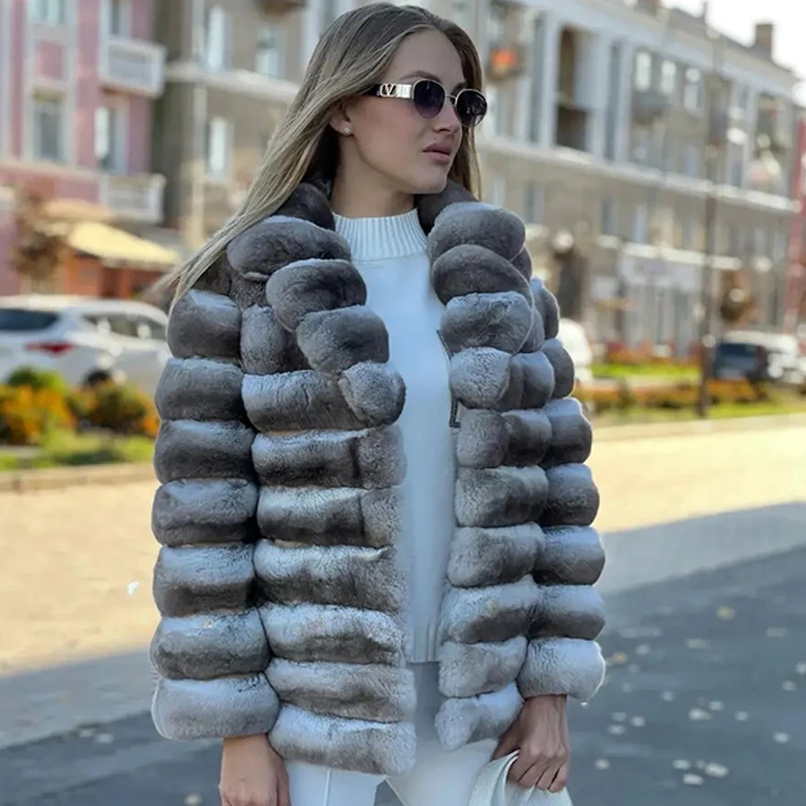 

Real Fur Coats Womens Chinchilla Rex Rabbit Fur Coat Short Natural Rabbit Fur Coat Winter Jackets For Women Luxury Warm New