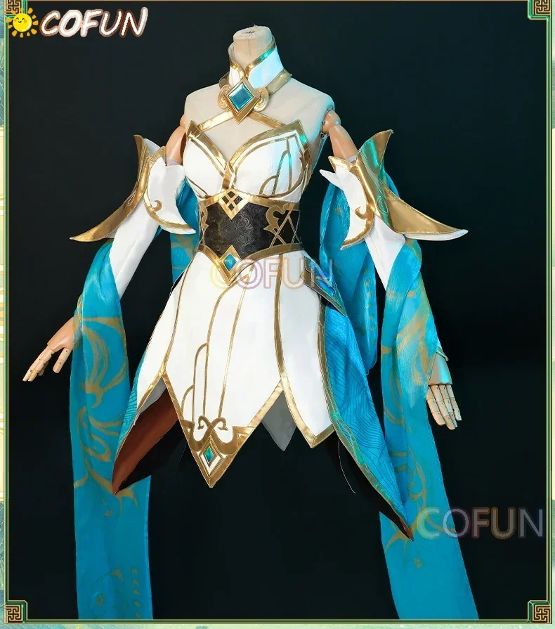 Cofun jogo lol irelia cosplay traje espada divina irelia a lâmina dançarino roupas de halloween feminino anime roupas vestido peruca