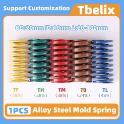 Tbelix 1PCS Die Springs Spiral Stamping Compression Mould Spring OD 20mm ID 10mm L20-100mm For Rear Trunk Tool Accessories 