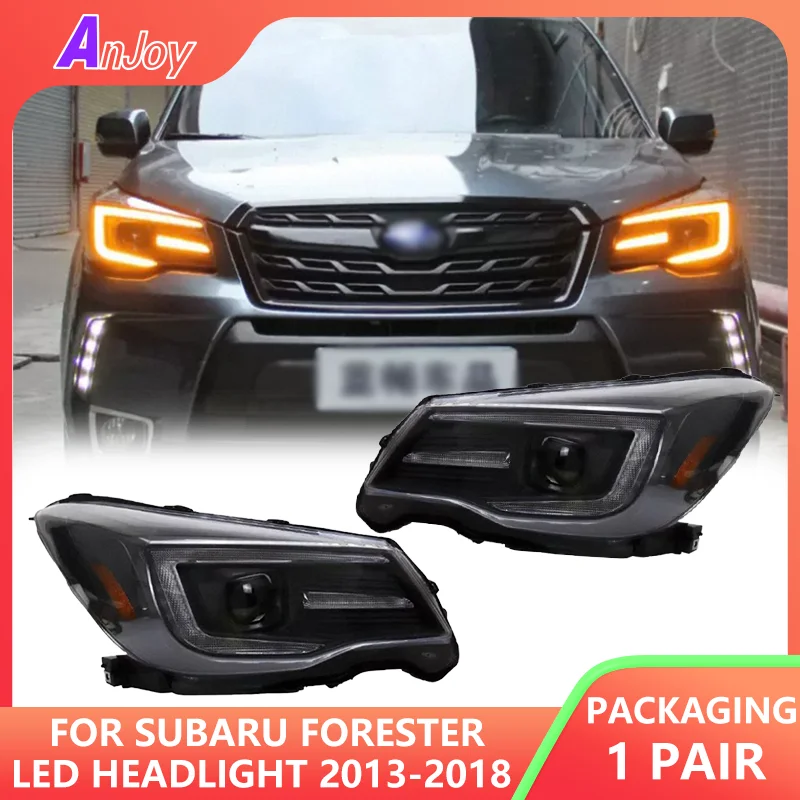 

Для Subaru Forester светодиодные фары 2013-2018 фары Forester DRL указатель поворота дальнего света ангельский глаз линзы проектора 2 шт.
