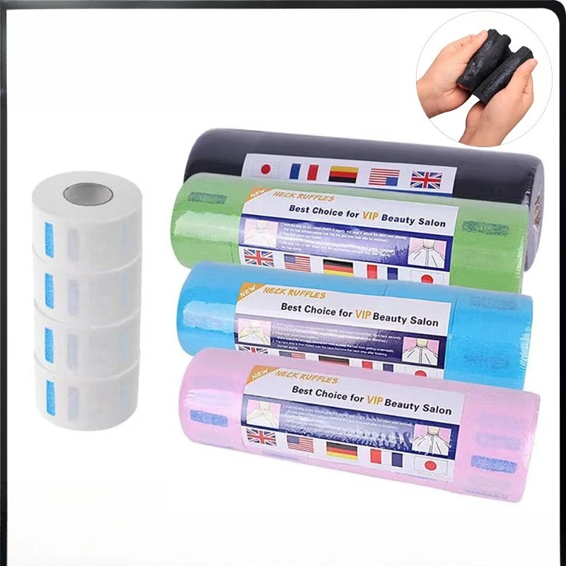 5Rolls Disposable Hair Cutting Neck Paper,Barber Salon Neck Wrap Paper,Hair‑Proof Neck Collar Paper for Hairdressing Salon Tools