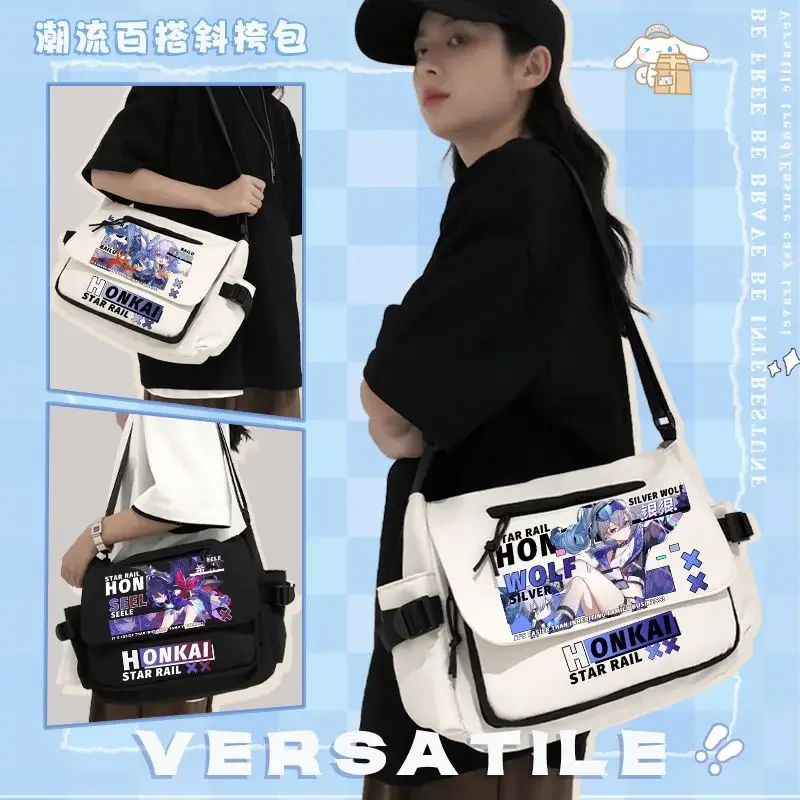 Game Anime Honkai: Star Rail Cosplay Kafka Jing Yuan March 7th Yanqing Bronya Nylon Cloth Cartoon Campus Student Messenger Bag