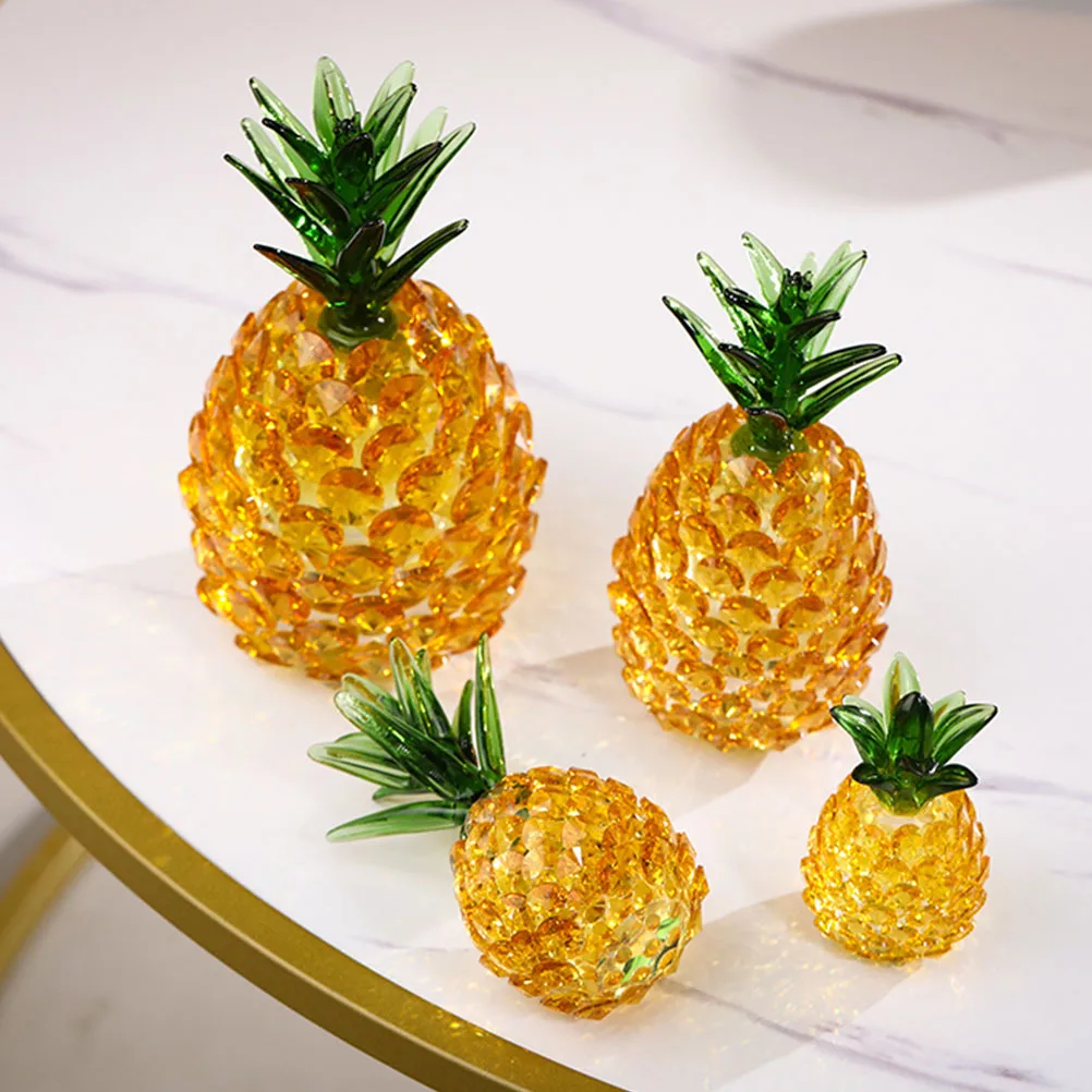 

Crystal Pineapple Decor Glass Fruit Statue Paperweight Home Plant Ornament Feng Shui Figurine Photography Prop Artificial