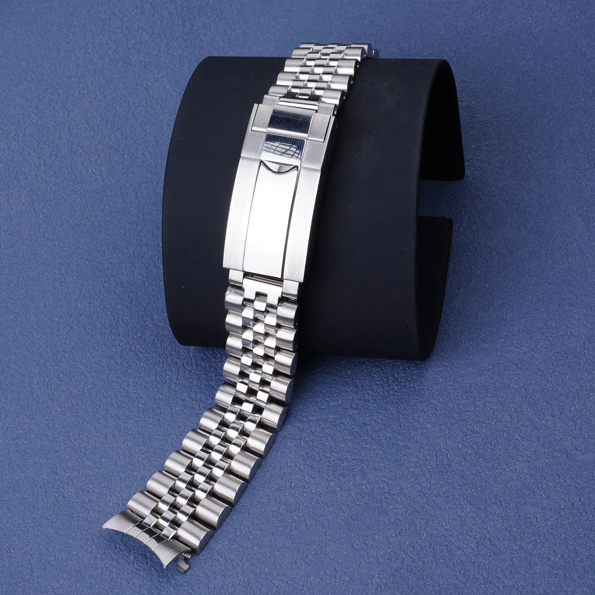 New 18mm Jubilee Hollow Endband with Oyster Deployment Clasp Stainless Steel Watch Band For Seiko 5 SNKL23