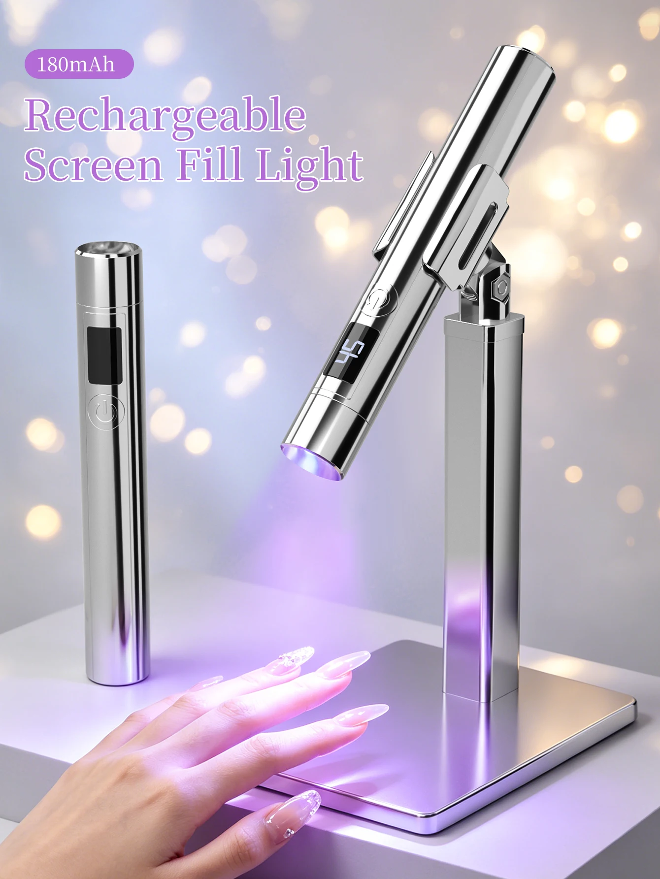 1Pc Mini On-Screen Display Handheld Nail Art UV Lamp For Gel Nails, Mini Nail Light, Portable LED Nail Lamp, USB Nail Dryer