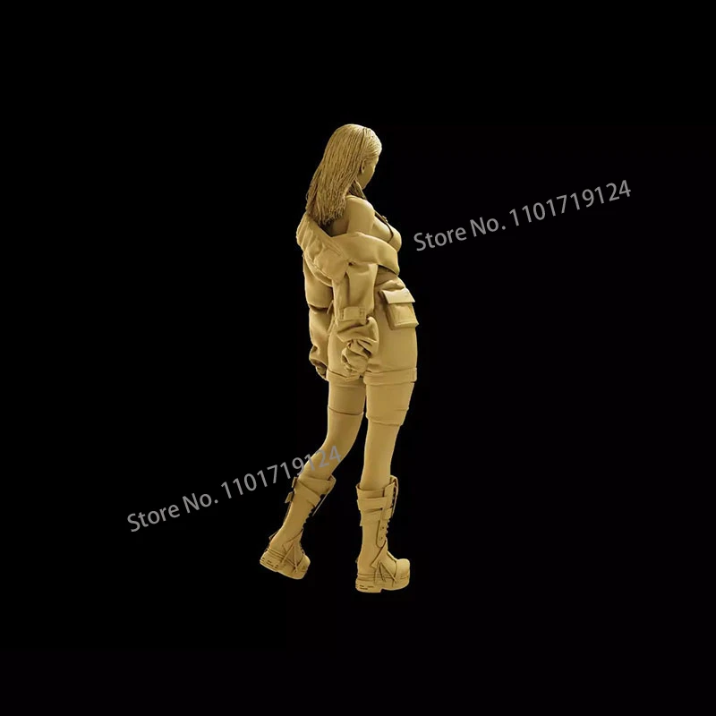 3D Printed Miniature 1/64 1/43 1/35 Jumpsuit Girl Figure Diorama Sand Table Street Scene Prop Figurine Model for Car Vehicles