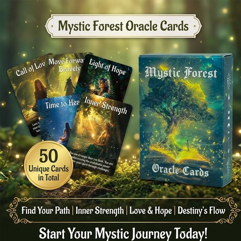 

Колода Таро Мистического Лесного Оракула с 50 картами, 8,9 × 6,4 см, карты духовных совещаний, идеально подходящие для семейных встреч, вечеринок, настольных игр
