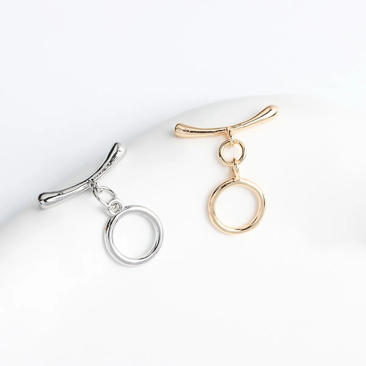 18K Gold-wrapped Round Plain Ring Small OT Buckle 10mm Necklace Bracelet End Buckle DIY Jewelry Accessories