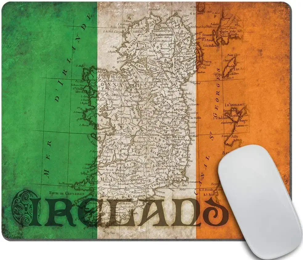 

Ireland Vintage Flag Irish Emblem Mouse Pad Custom Mouse Pad Customized Rectangle Non-Slip Rubber Mousepad 9.5x7.9 Inch