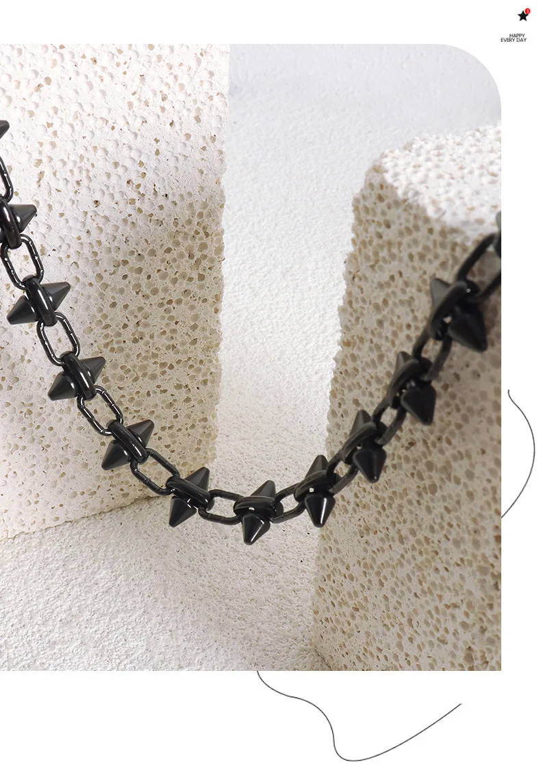 Schwarz Silber Farbe Spike Halskette Für Frauen Männer Hip-hop Rock Punk Stil Edelstahl Hals Kette Halsketten Paar schmuck Geschenk – Detail 8