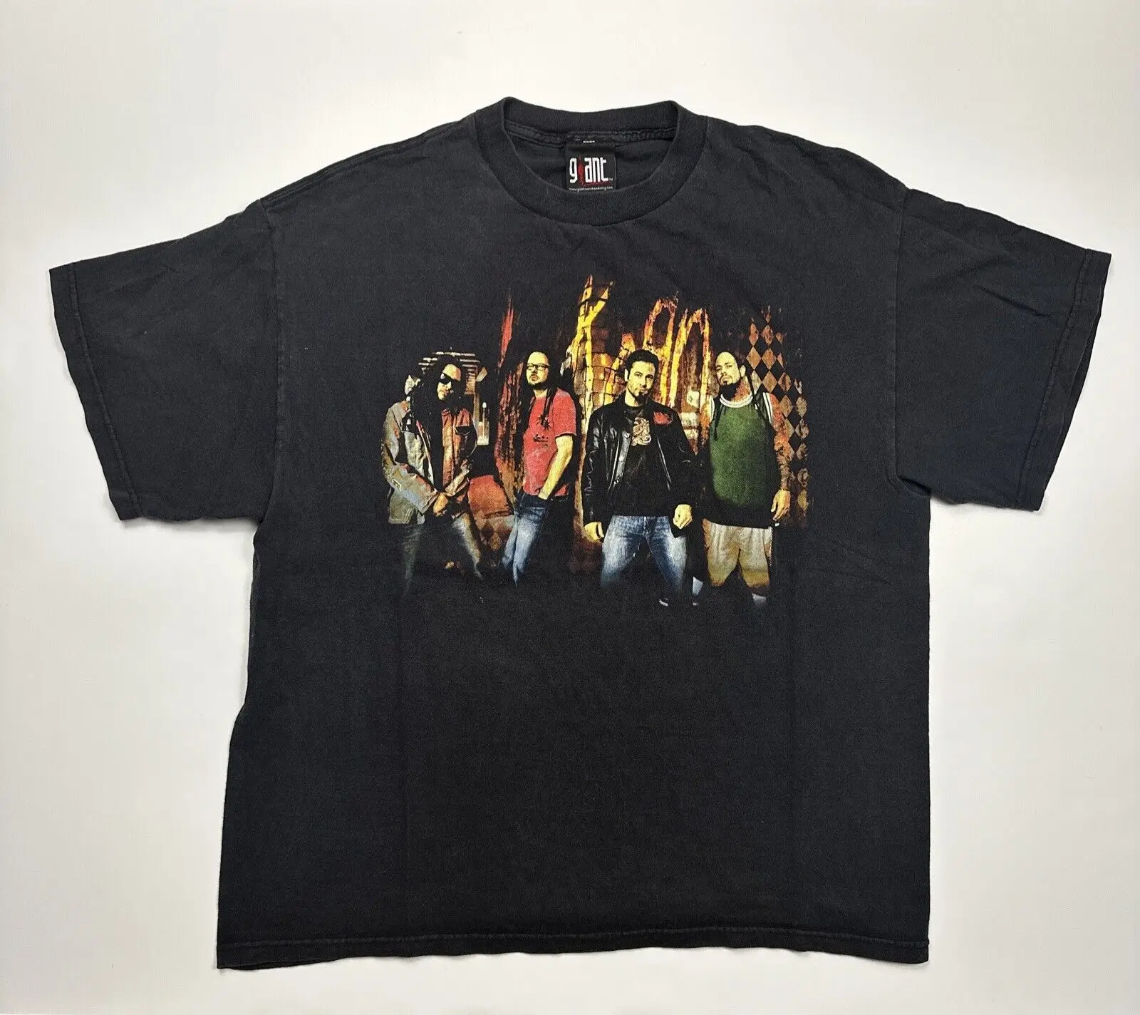 Футболка с надписью KORN Vtg на другой стороне с эффектом потертости Giant 2006 Tour, размер M