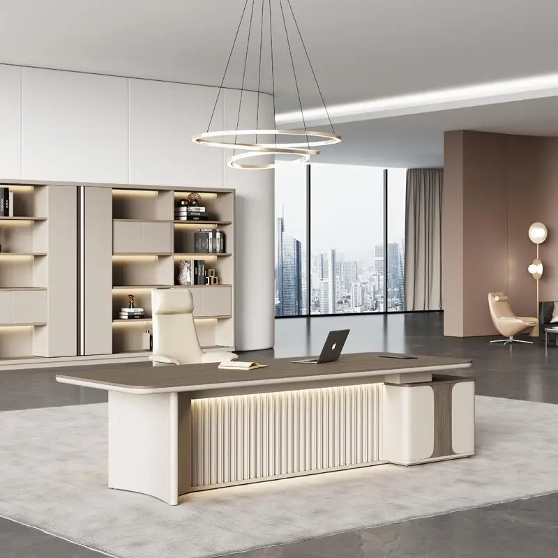 #Desk boss table simple modern president table office furniture Guangdong light luxury manager big class desk supervisor table