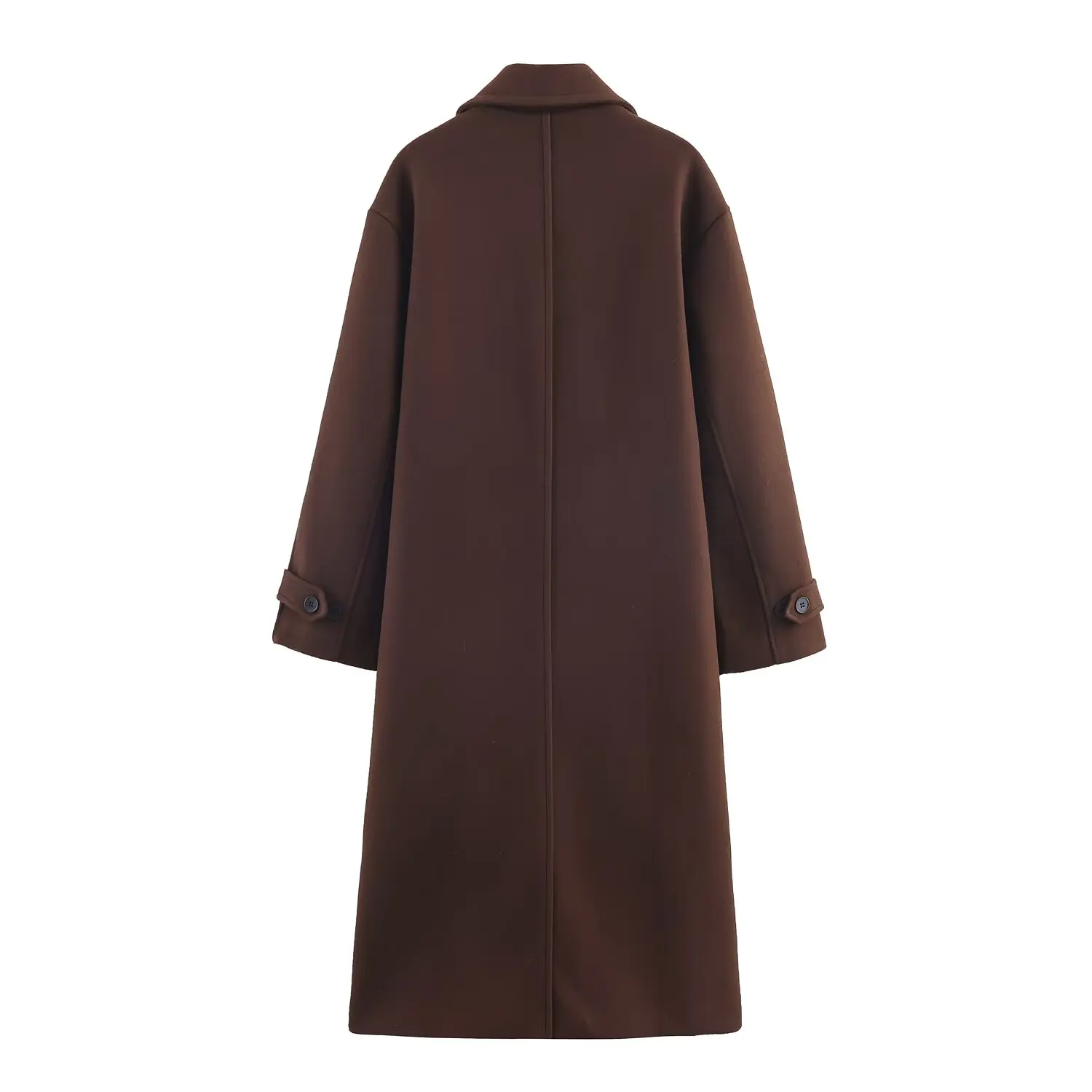 KONDALA Lässige schokoladenbraune Damenmäntel, lange Ärmel, Knöpfe, Taschen, lange Jacke, modisch, 2025, Herbst und Winter, dick, warm, Oberbekleidung