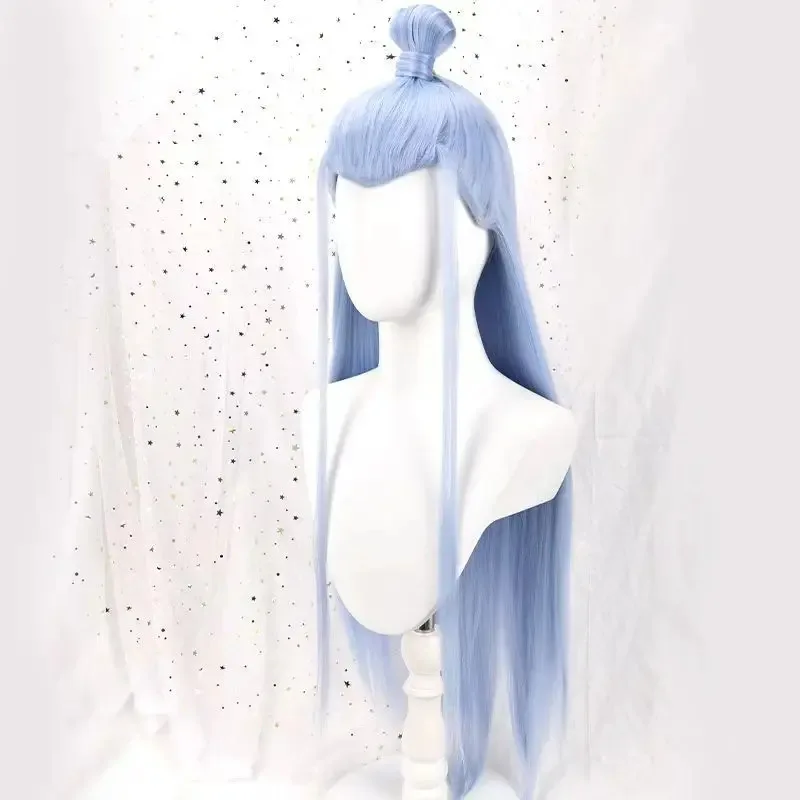 Nezha 2 Dragon Prince peluca de Cosplay naranja azul claro peluca larga recta sintética Anime Coser peluca de alta calidad fiesta de Halloween