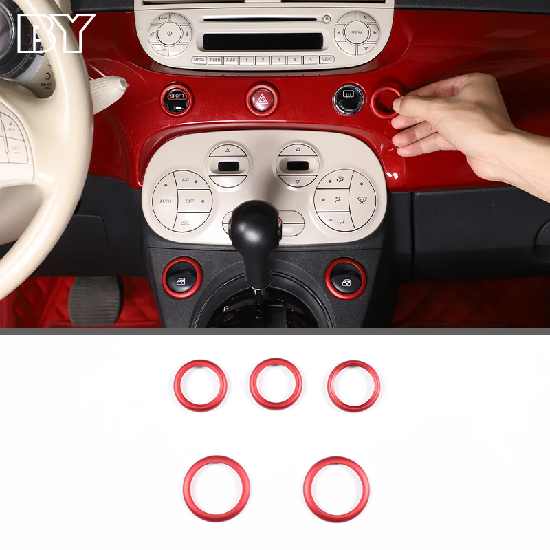 

Car Interior Center Console Glass Lift Warning Light Button Trim Ring Decoration Sticker For Fiat 500 2010-2022 Auto Accessories