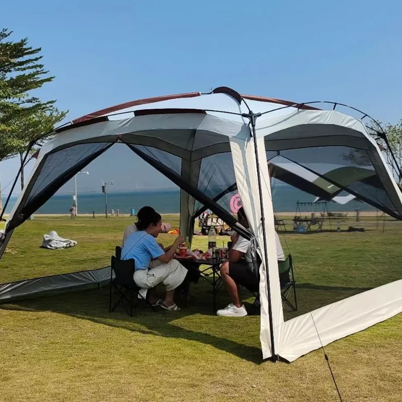 Extra Large 10-12 Person Outdoor Oxford Fabric Foldable Gazebo Tent Straight Bracing Type Camping and Party Pergola