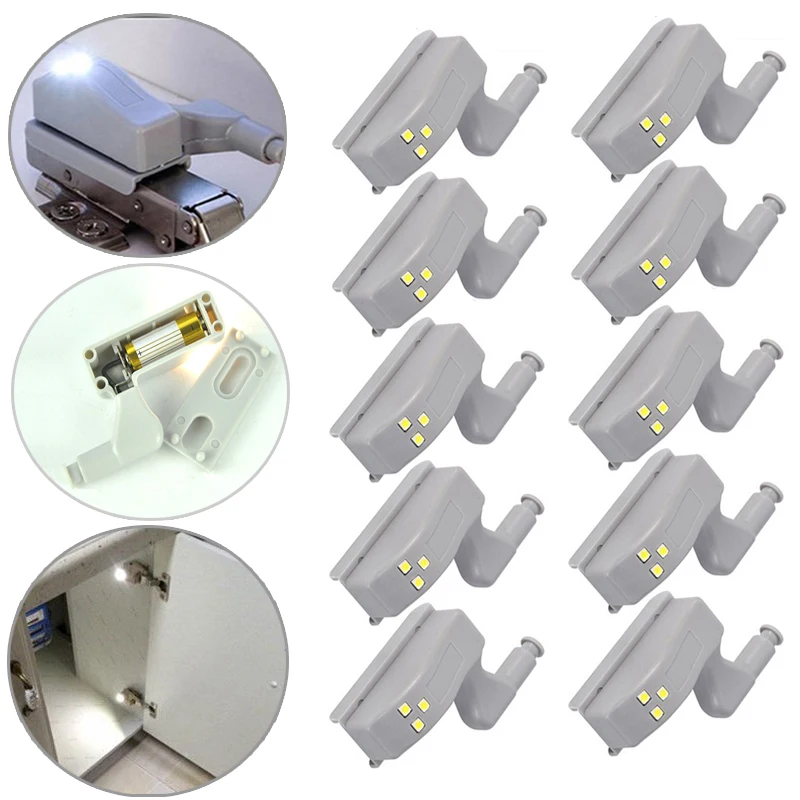 Led Inner Dobradiça Lâmpada sob Luzes do Armário Universal Wardrobe Armário Sensor Luzes para Quarto Cozinha Armário Lâmpada da Noite 10pc