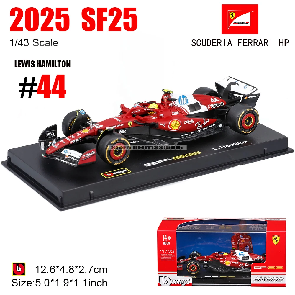 

Bburago 1:43 2025 F1 Scuderia Ferrari HP SF25 # 16 Чарльз Леклерк # 44. Модель автомобиля Lewis Hamilton, коллекция игрушек из сплава