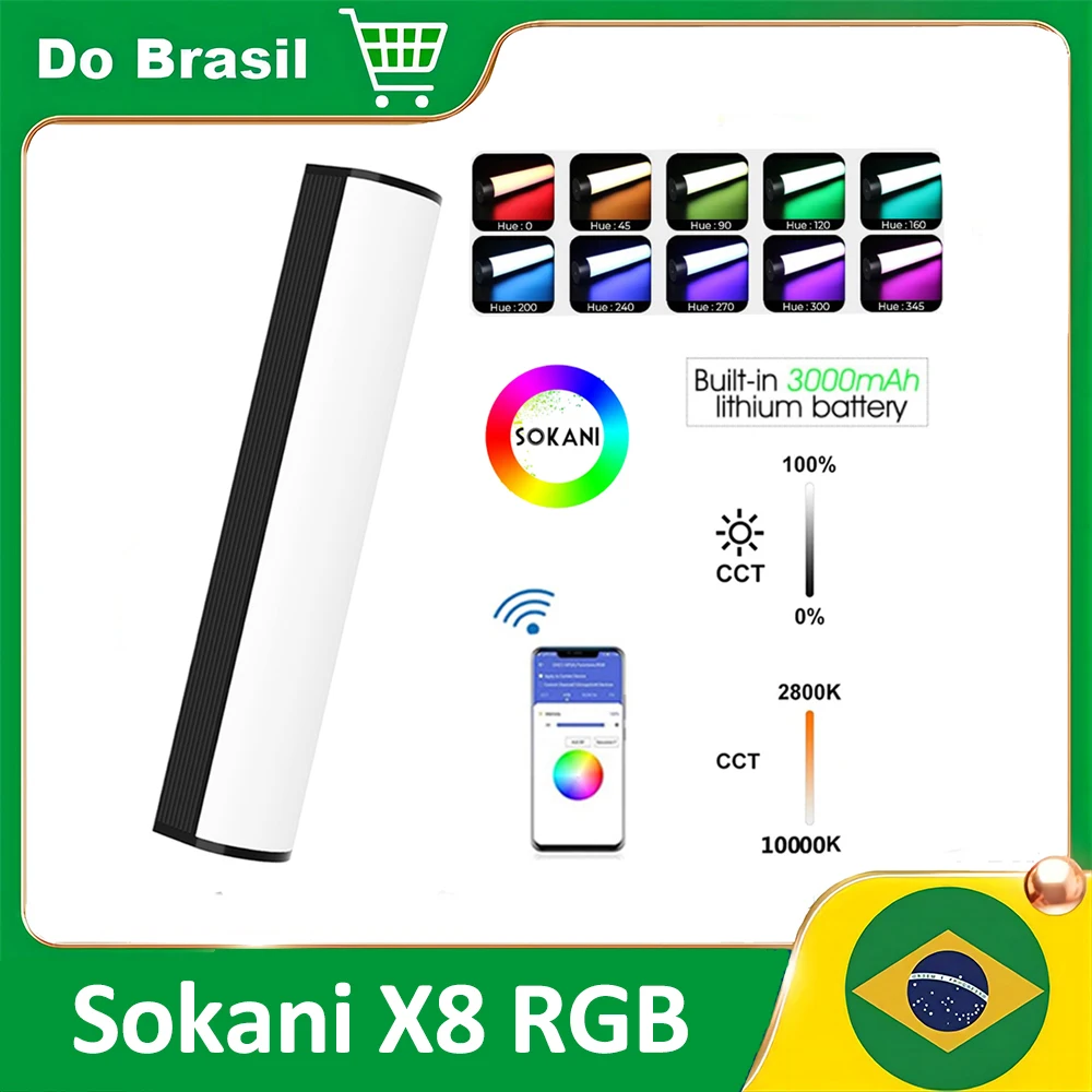 

【Do BRASIL】Sokani X8 RGB Handheld Light LED Photography Stick Light APP Control Tube Wand Video Soft Lighting