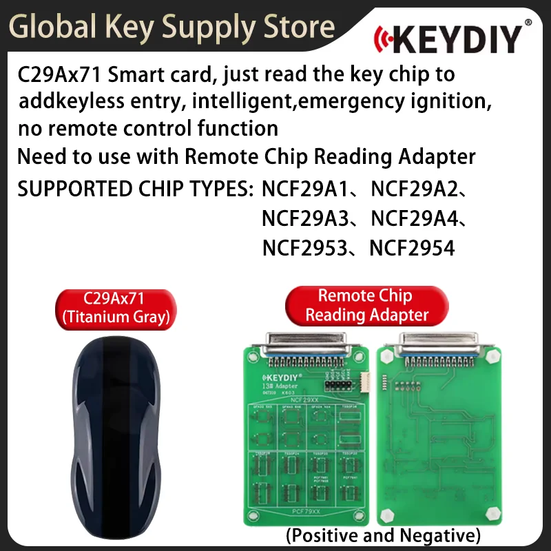

KeyDiy C29Ax71 Smart card,Key chip Reader Adapter support MQB48 MQB49 5C 5D NCF29XX PCF79XX For KD X4