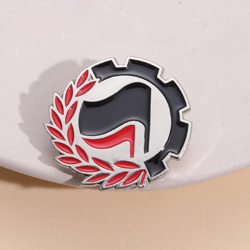 Antifascista Enamel Pins Theory of Power Black Red Flag Logo Brooches Lapel Badges Pray for Peace Jewelry Gift Wholesale