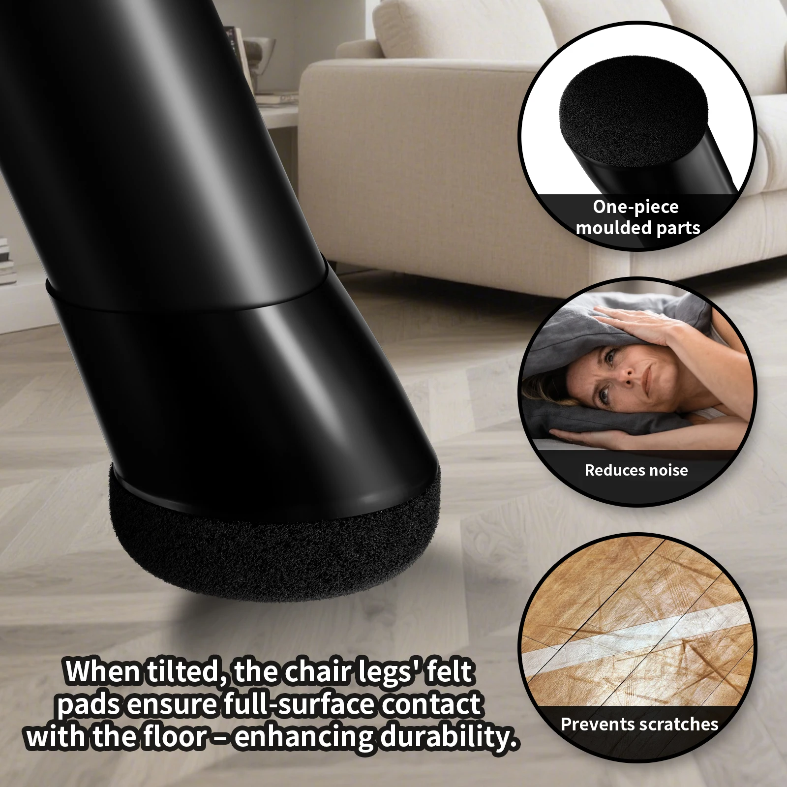 16 قطعة من واقيات أرجل الكرسي من السيليكون، أغطية أقدام أثاث مستديرة لـ 15 عامًا ° -25 °   أرجل كرسي بزاوية لحماية الأرضيات الصلبة