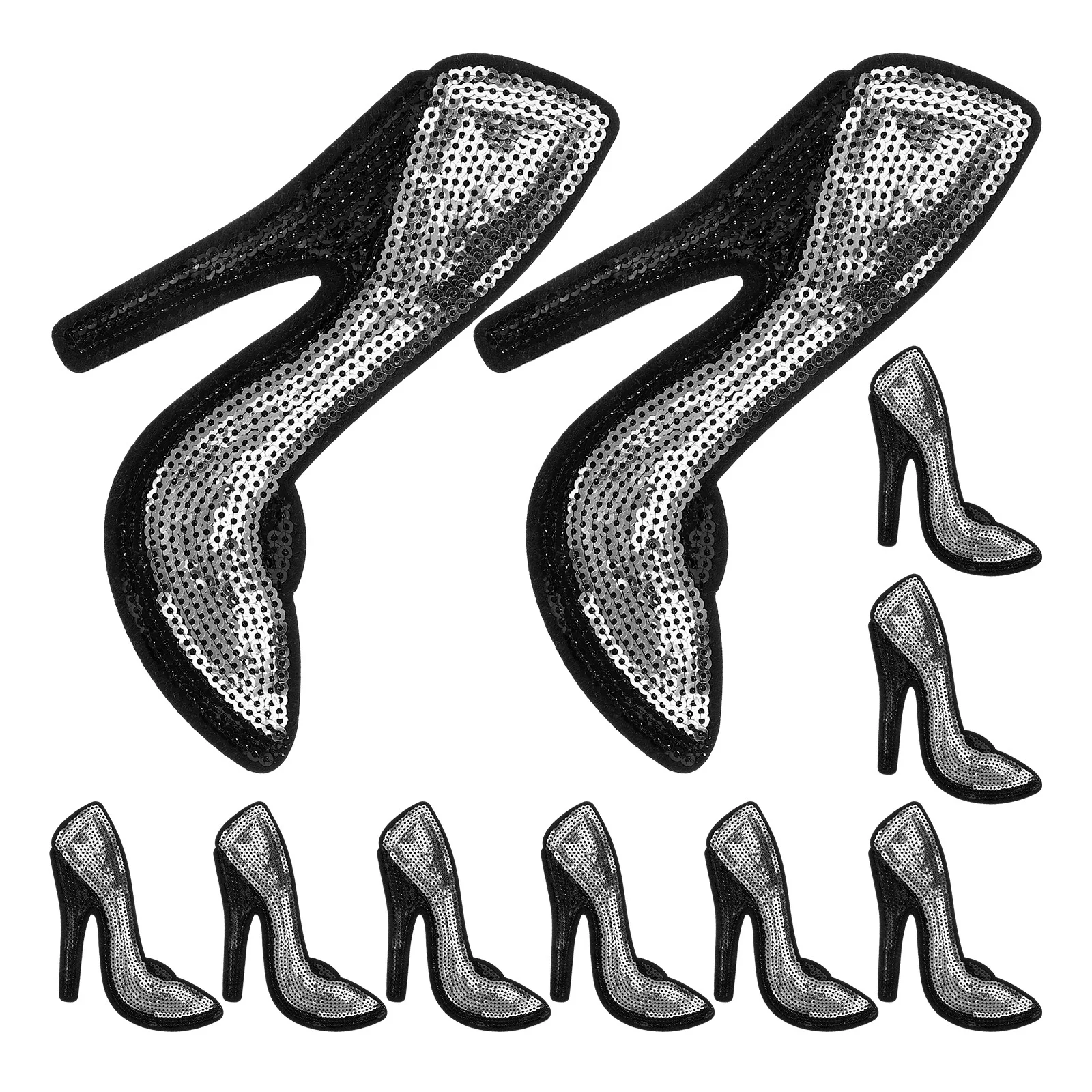 

1pcs Sewing Patches High Heel Shaped Sequin Appliques For Clothes Repairing Diy Garment Decor Craft Patch Clothing Accessories