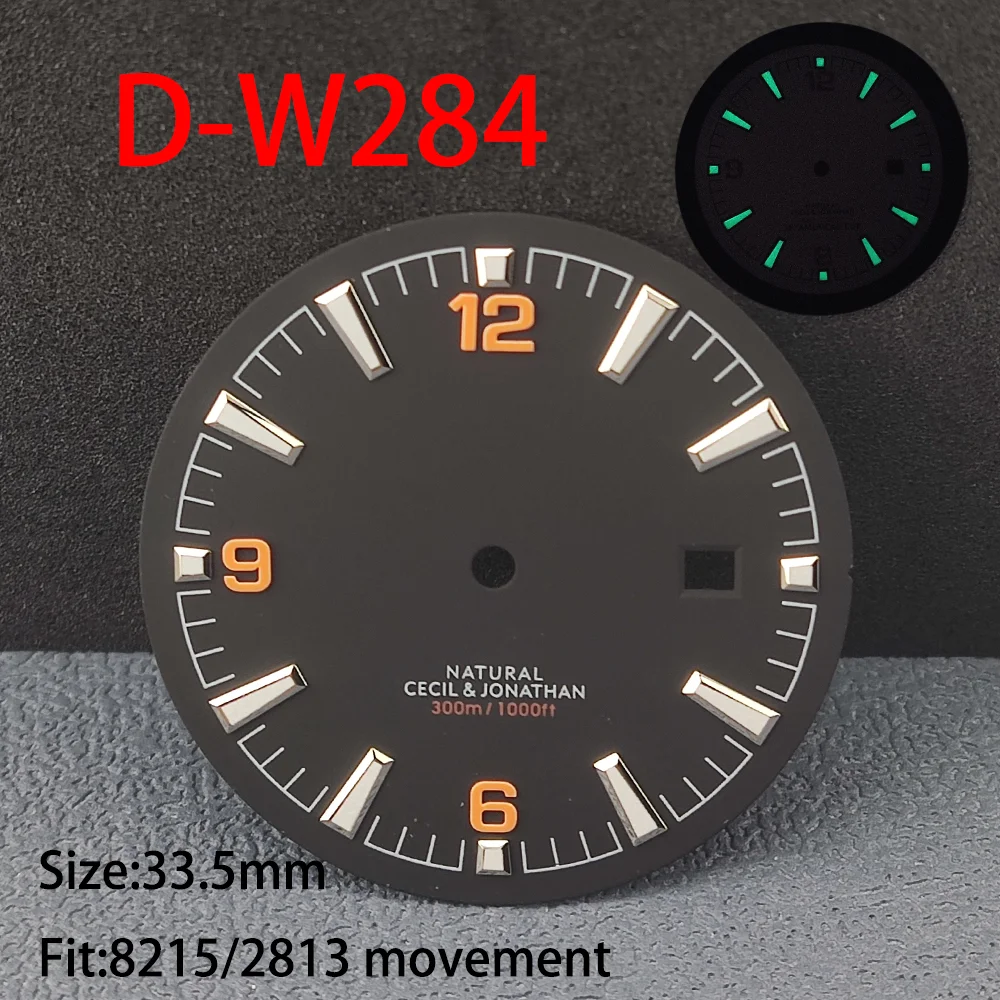 Customizable logo 33.5mm watch dial, single calendar illuminated dial suitable for 8215/2813 movement replacement accessories