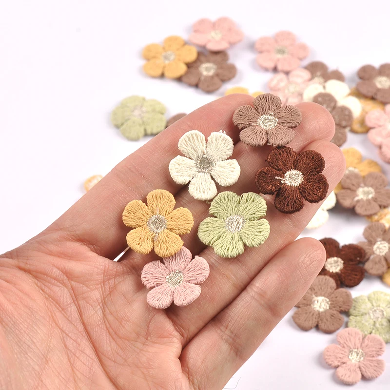 20 Stück 2,1 cm Mini-Blumen-Applikationen, Aufnäher zum Selbermachen, Nähen, Bastelbedarf für Kleidung, Hut, Tasche, Dekoration, ohne Kleber, cp4325 – Detail 1