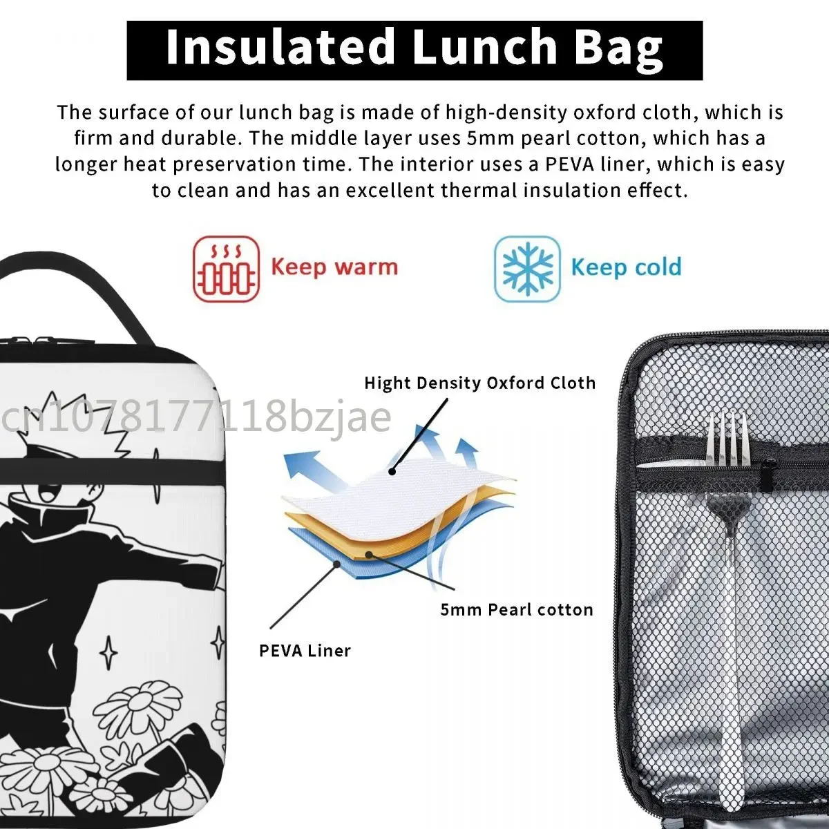 Jujutsu Kaisen Satoru Gojo I Ll Murder Lunch Tote Lunchbag Lunchbox Bag Thermal Lunch Bag