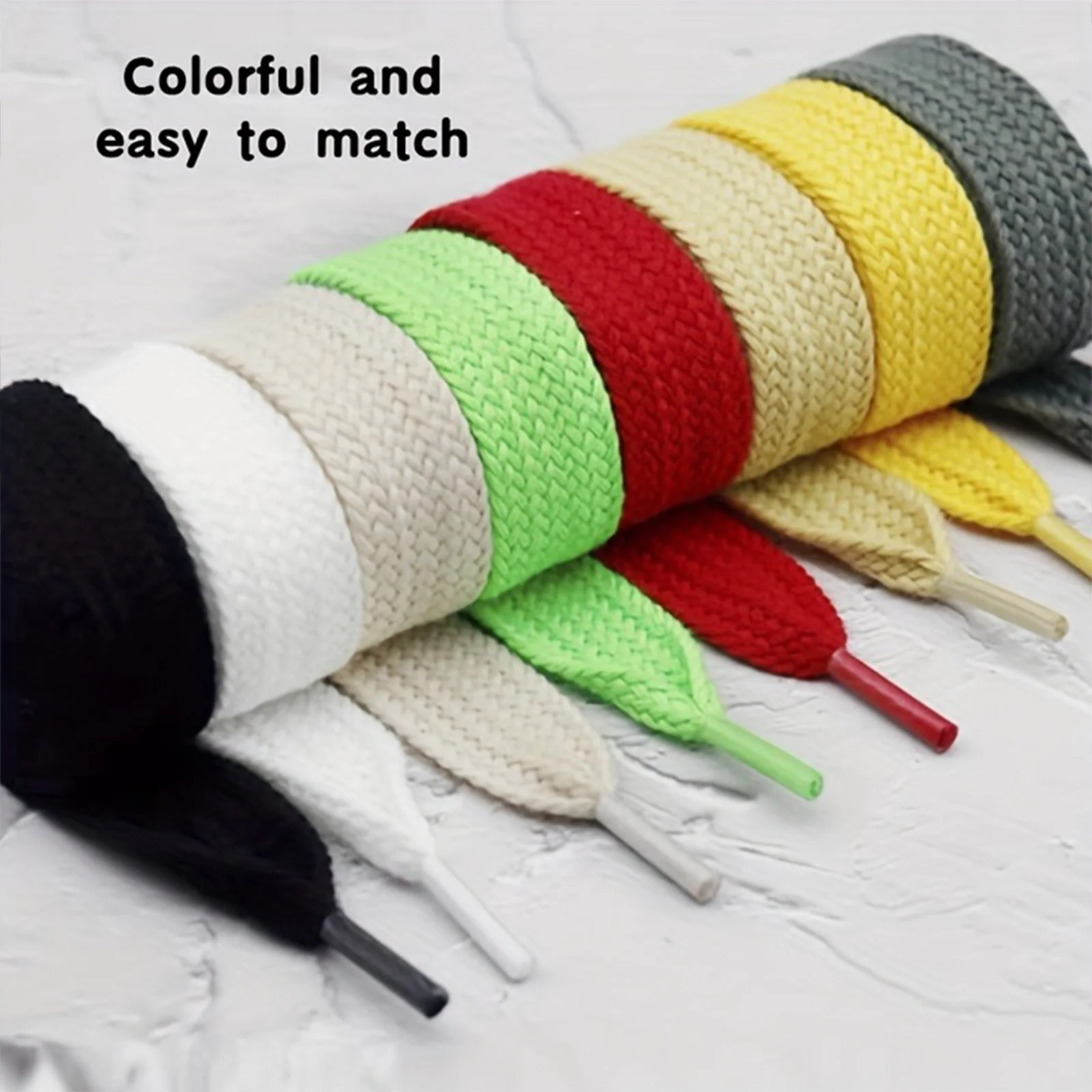 

1 Pair 20mm Widen Flat Colored Polyester Cotton Shoelaces for Soft ShoeLaces Canvas Shoes for Sports Shoes Lace Shoe Accessories
