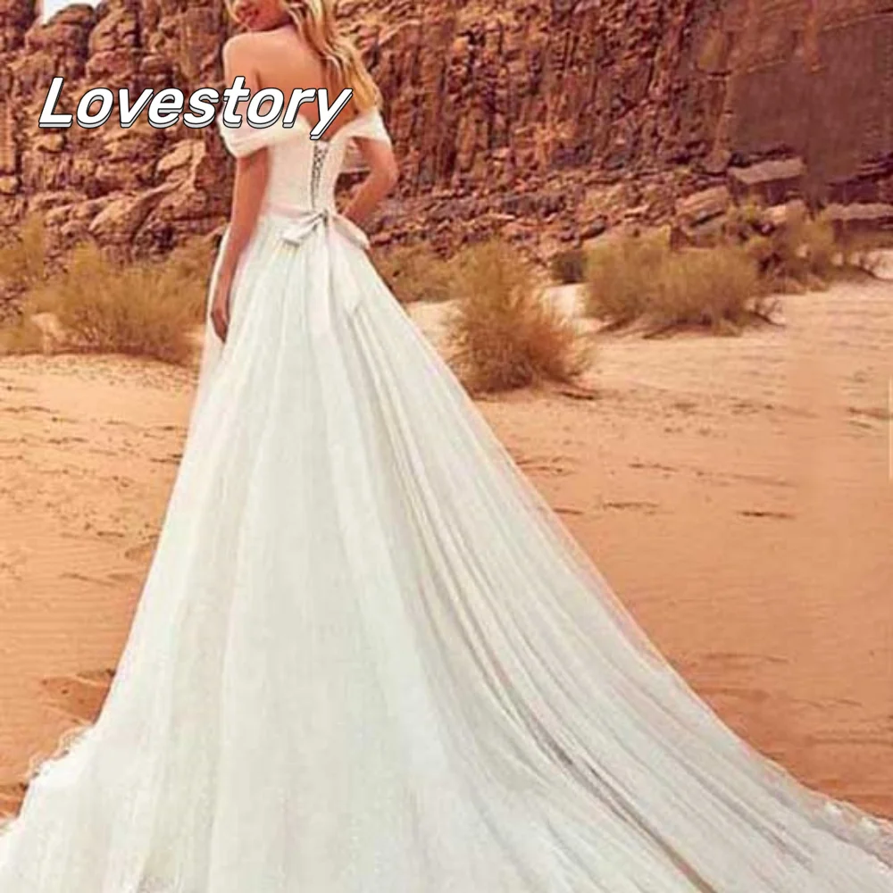 Elegant A Line Wedding Dresses Appliques Tulle Simple Sweetheart Bride Dress Lace Up New Bridal Gown Vestido De Novia