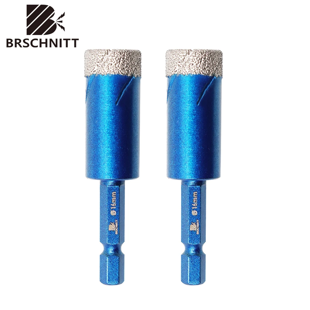 

BRSCHNIT 2pcs Dia 16mm Diamond Drill Bit Quick-Fit Shank for Tile Granite Ceramic Marble Core Bits Hole Drill Dry Drilling Saw