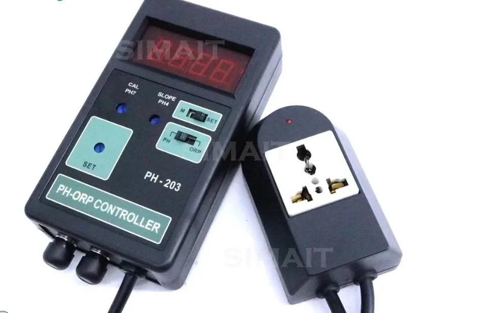 PH-204 pH ORP Temperature Monitor Controller | 0-14pH & ±1999mV, 4-Digit LED, Wall Mount for Hydroponics/Industrial Use